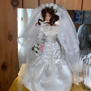 porcelain doll with wedding dress